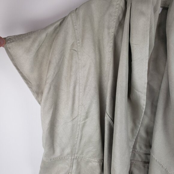 Chicos Faux Suede Vest Jacket Open Front Longline Drape Sleeve Beige Size 1 US M - Picture 3 of 7